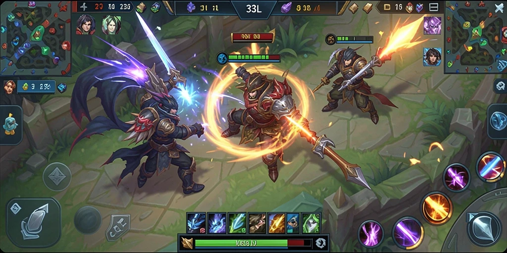 Screenshot utama 33L menunjukkan pertarungan seru di arena MOBA.