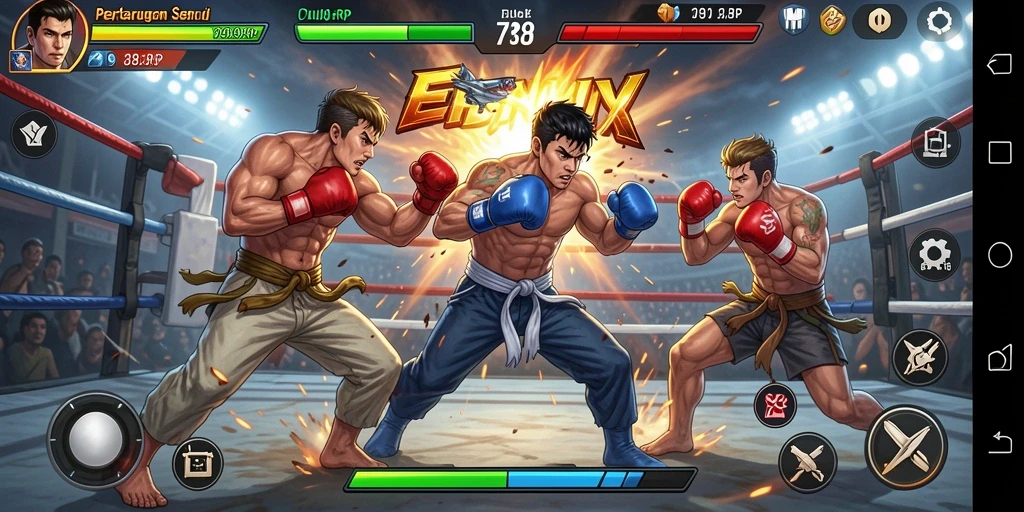 Gameplay menegangkan saat bertarung di 789RP dengan berbagai karakter.