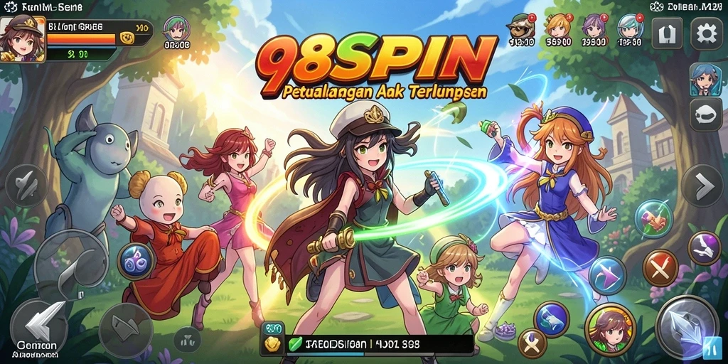 Screenshot gameplay 98SPIN menampilkan aksi seru karakter Anime.