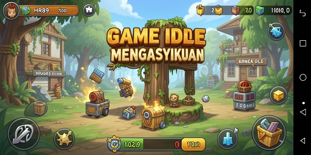 Screenshot utama HR89 menampilkan gameplay yang menarik dengan elemen Idle.