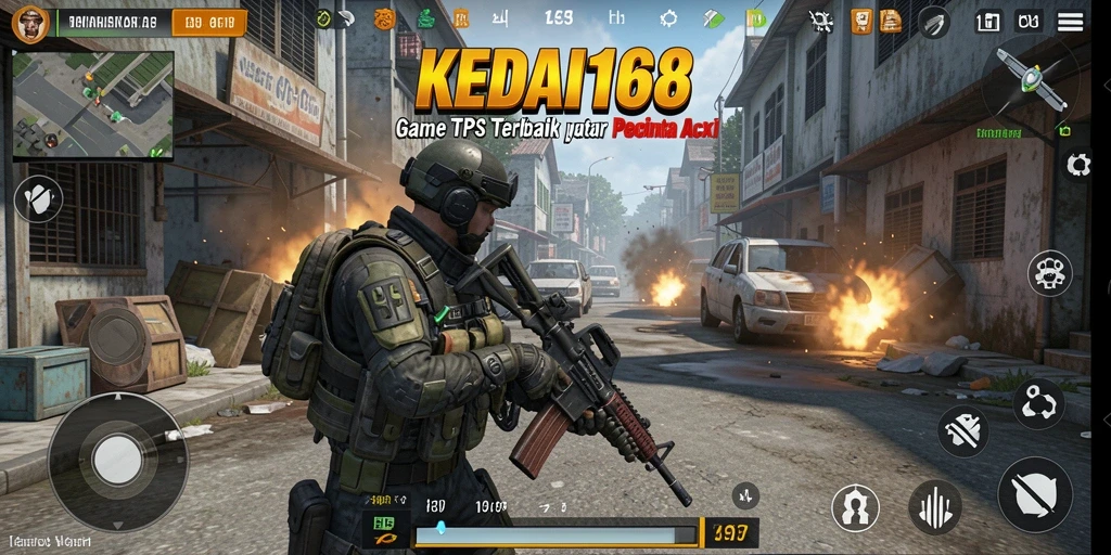 Tampilan gameplay mendebarkan dalam KEDAI168 dengan aksi TPS.