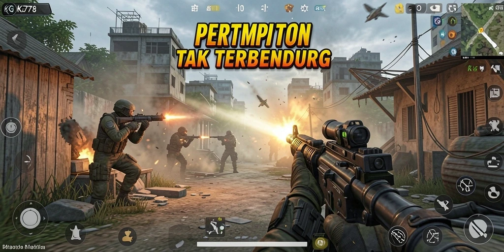 Screenshot gameplay KG778 menampilkan aksi seru dalam pertempuran FPS.