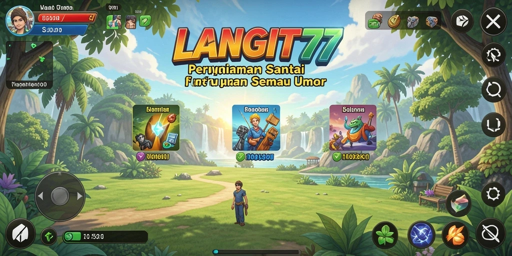 Tampilan gameplay LANGIT77 yang menarik dan penuh warna.
