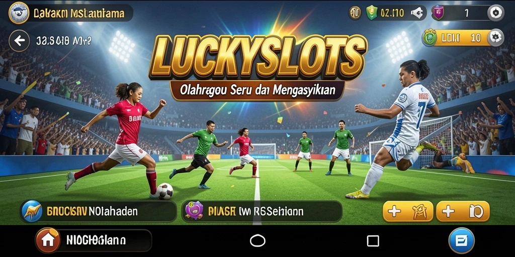 Tampilan screenshot <strong>LUCKYSLOTS</strong> menunjukkan keseruan permainan slot olahraga.