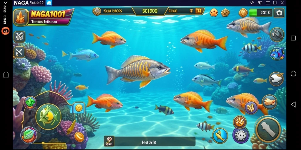 Tampilan gameplay seru menembak ikan di NAGA1001.