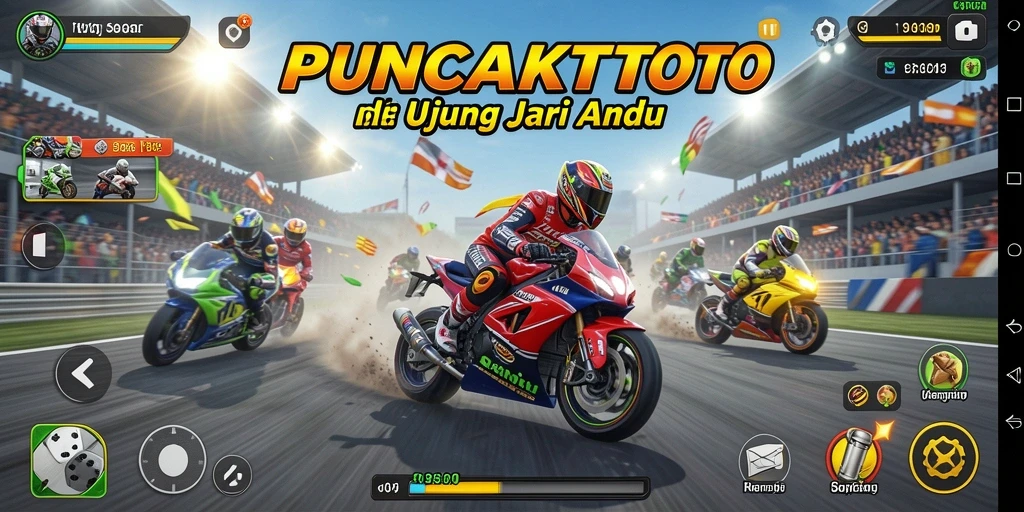 Gameplay PUNCAKTOTO yang menampilkan balapan mendebarkan di lintasan.