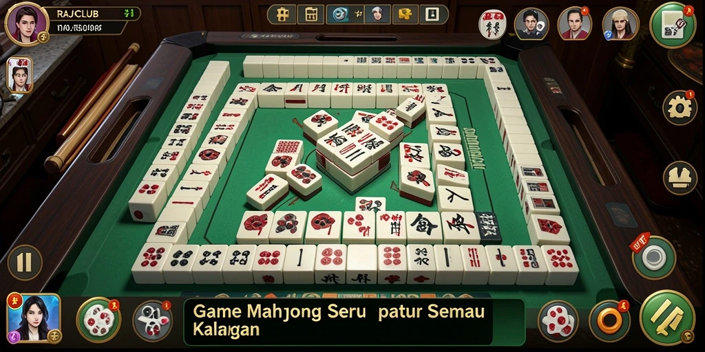 Tampilan gameplay seru dalam RAJACLUB yang menantang keterampilan Mahjong Anda.