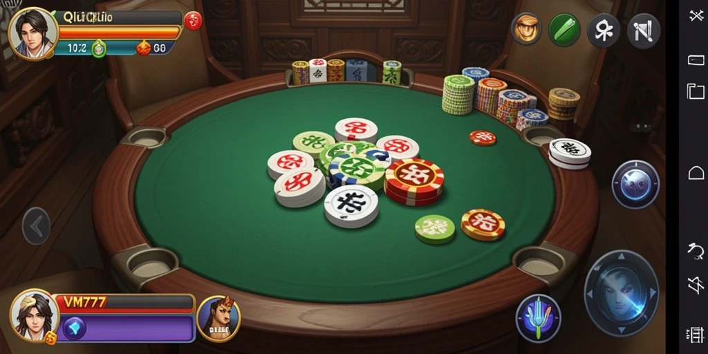 Tampilan gameplay seru dalam permainan QiuQiu VM777.