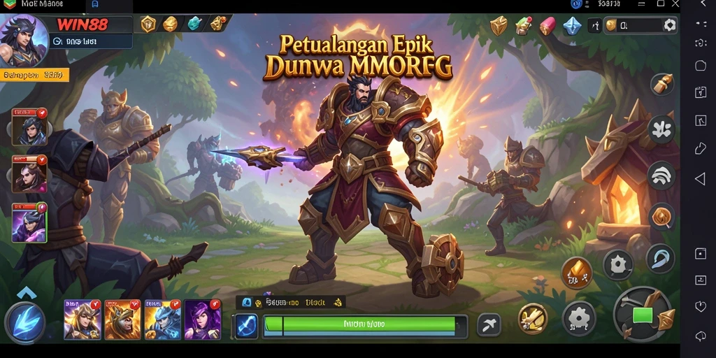 Screenshot gameplay WIN88 menampilkan pertempuran seru dan grafis menawan dunia MMORPG.